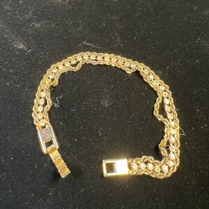 Vintage Gold Chain and Rhinestone Tennis Bracelet